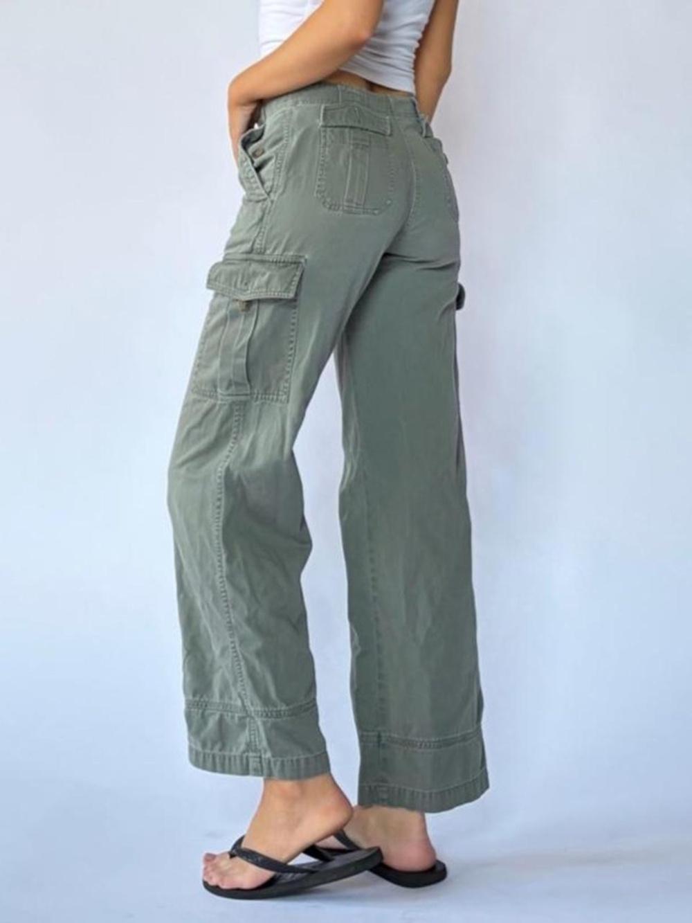 Cargo Pants Cropped Leg Low Rise 8 - Picture 2 of 5